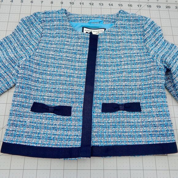 Janie And Jack Blue Boucle Tweed Jacket Button Down Grosgrain Trim Girls Sz4 NWT - Picture 2 of 7